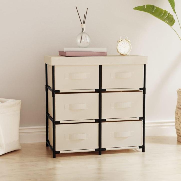 vidaXL Opbergkast met 6 lades 55x29x55 cm staal crèmekleurig, Huis en Inrichting, Kasten | Overige, Nieuw, Verzenden