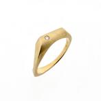 Gouden ring met diamant; 0,02 ct., Handtassen en Accessoires, Ringen, Gebruikt, Overige kleuren, Ophalen of Verzenden, 17 tot 18
