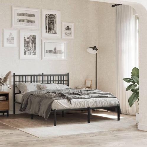 vidaXL Bedframe met hoofdbord metaal zwart 140x200 cm, Huis en Inrichting, Slaapkamer | Bedden, Nieuw, Verzenden