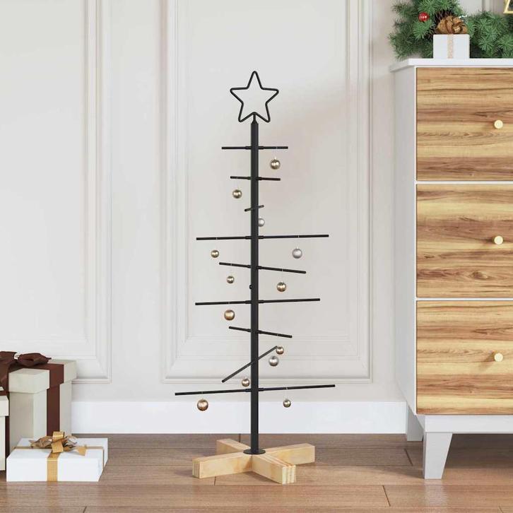 vidaXL Metalen kerstboom met standaard Zwart 90 cm, Diversen, Kerst, Nieuw, Verzenden