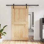 vidaXL Schuifdeur met beslag 100x210 cm massief grenenhout, Doe-het-zelf en Bouw, Deuren en Vliegenramen, Verzenden, Nieuw