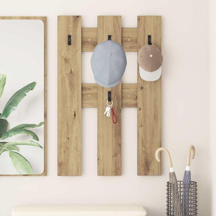 vidaXL Wandgemonteerde kapstok artisanaal eikenkleurig 65 x, Huis en Inrichting, Kasten | Wandmeubels, Nieuw, Verzenden