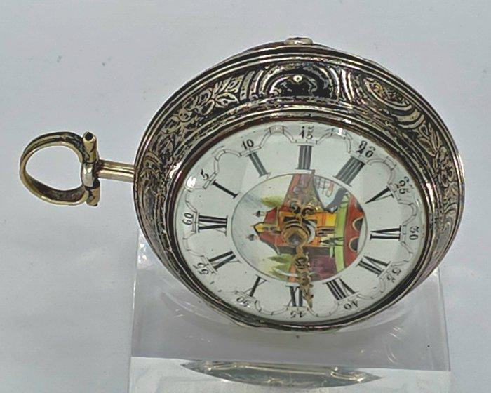 Wm Chase London - prunkvolle Repousse Silberspindeluhr -, Handtassen en Accessoires, Horloges | Heren