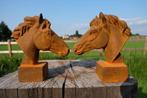 Beeld, set of 2 horse heads - 15 cm - Gietijzer