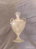 Vaas met dubbele oren - Glas - Gegraveerde vaas, Antiquités & Art