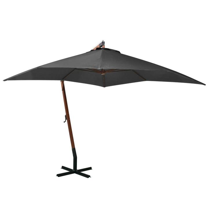 vidaXL Zweefparasol met paal 3x3 m massief vurenhout, Tuin en Terras, Parasols, Nieuw, Verzenden