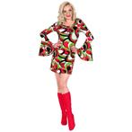 Disco 70S Jurk Rood Groen Dames, Kleding | Dames, Verzenden, Nieuw