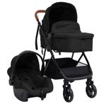 vidaXL Kinderwagen 3-in-1 staal antracietkleurig en zwart, Enfants & Bébés, Poussettes & Combinaisons, Verzenden