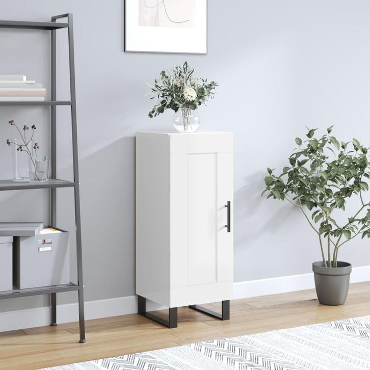 vidaXL Dressoir 34,5x34x90 cm bewerkt hout hoogglans wit, Huis en Inrichting, Kasten | Dressoirs, Nieuw, Verzenden