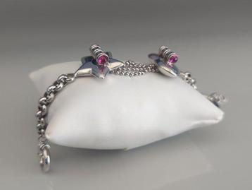 Bracelet à breloques - 18 carats Or blanc Tourmaline -