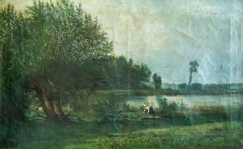 Théodore Tscharner (1826-1906) - Etang près de Genk ?, Antiquités & Art, Art | Peinture | Classique