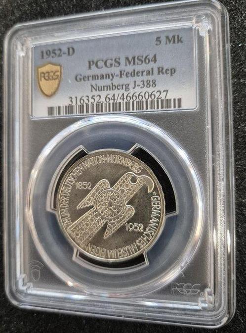 Duitsland, Bondsrepubliek 5 Mark 1952, Nürnberg Museum, Postzegels en Munten, Munten | Europa | Niet-Euromunten
