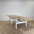 Gispen duo slingerbureau, 160x80 cm, natuur eiken - wit, Huis en Inrichting, Bureaus, Gebruikt, Bureau