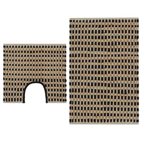 vidaXL Badmattenset handgeweven jute en stof naturel en, Huis en Inrichting, Badkamer | Badtextiel en Accessoires, Nieuw, Verzenden