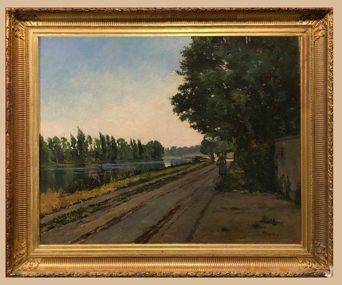 Ernest Joachim Dumax (1811-?) - La Seine à Argenteuil, Antiek en Kunst, Kunst | Schilderijen | Klassiek