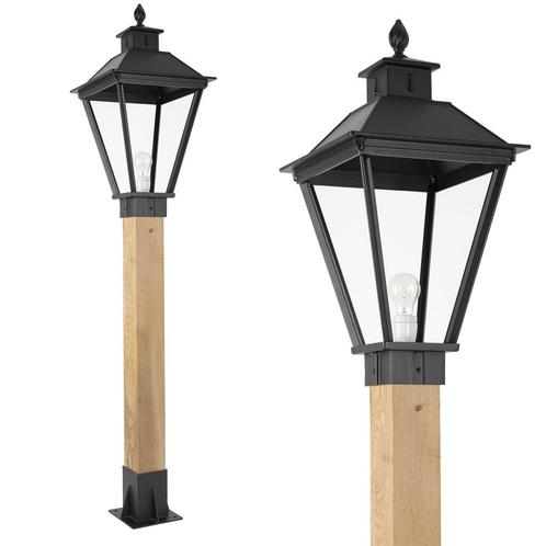 Tuinverlichting klassiek Buitenlamp zwart Square XL WOOD Sok, Jardin & Terrasse, Éclairage extérieur, Envoi