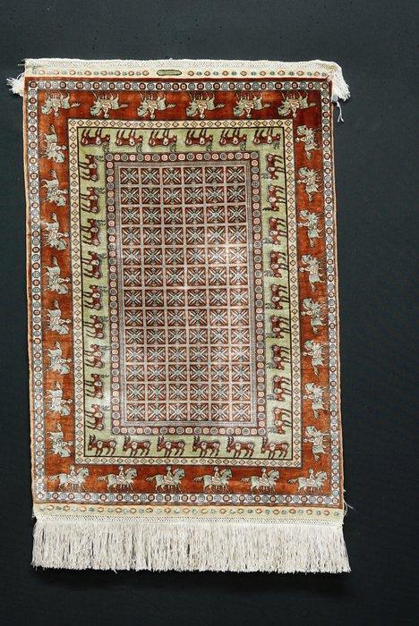 Türkse Hereke zijde gesigneerd - Tapijt - 63 cm - 45 cm -, Huis en Inrichting, Stoffering | Tapijten en Vloerkleden