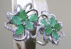 Smaragd Ring - Hoogte: 23 mm - Breedte: 21 mm- 7 g - (2)