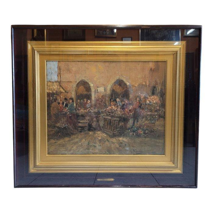 Gustavo Pisani (1877-1948) - Mercatino, Antiek en Kunst, Kunst | Schilderijen | Klassiek