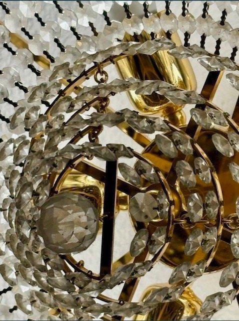 Cluster plafondlamp - Glas, Messing, Metaal, Kristal -, Antiek en Kunst, Antiek | Verlichting