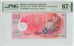 2015 Maldives 100 Rufiyaa Pick 29a Pmg Superb Gem Unc 67 Epq, Postzegels en Munten, Verzenden, België