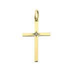 Gouden hanger van een kruis met diamant | 0,01 ct., Handtassen en Accessoires, Bedels, Ophalen of Verzenden, Gebruikt, Goud, Overige merken