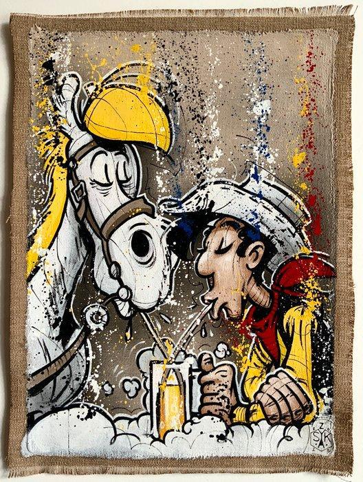Elisée Skayzoo - After work, Lucky Luke, Antiek en Kunst, Kunst | Schilderijen | Modern