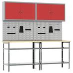 vidaXL Werkbankset met plank 8 pcs Rood en Grijs, Verzenden, Nieuw