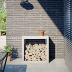 vidaXL Haardhoutrek 60x40x60 cm staal wit, Tuin en Terras, Brandhout, Verzenden