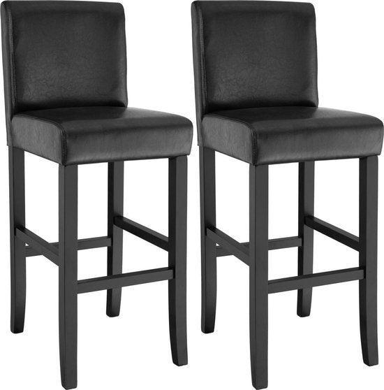 2dekans | tectake - 2 barkrukken van imitatieleer zwart -, Huis en Inrichting, Stoelen, Ophalen of Verzenden