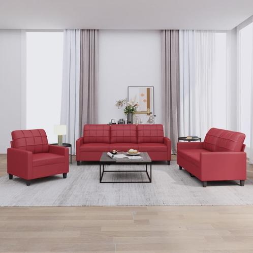 vidaXL Ensemble de canapés 3 pcs et coussins Rouge, Maison & Meubles, Canapés | Salons, Neuf, Envoi