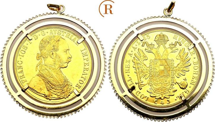 4 Dukaten goud mit goudfassung 1915 Österreich: Franz Jos.., Postzegels en Munten, Munten en Bankbiljetten | Toebehoren, Verzenden