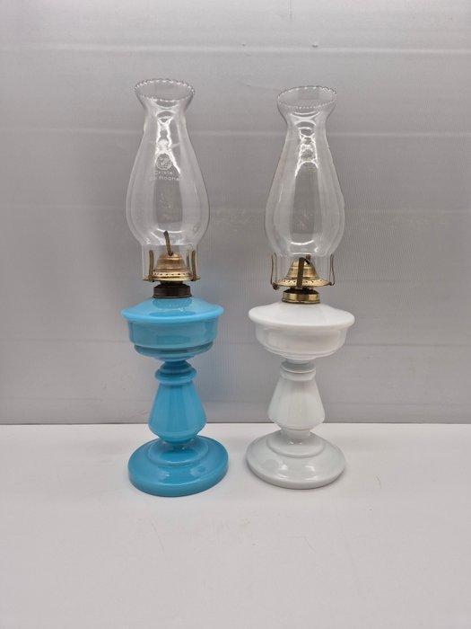 Olielamp (2) - Opaline glas - paar antieke lampen, Antiek en Kunst, Antiek | Overige Antiek