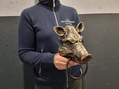 sculptuur, Towel Ring/Door Knocker Wild Boar - 22 cm - IJzer, Antiek en Kunst, Kunst | Designobjecten