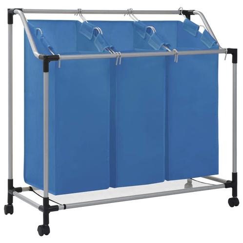 vidaXL Wassorteerder met 3 zakken staal blauw, Huis en Inrichting, Woonaccessoires | Overige, Nieuw, Verzenden