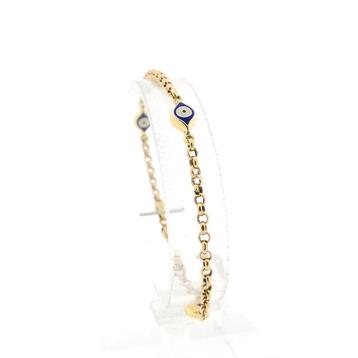 Bicolor gouden jasseron schakel armband met Nazar (Geluks... beschikbaar voor biedingen