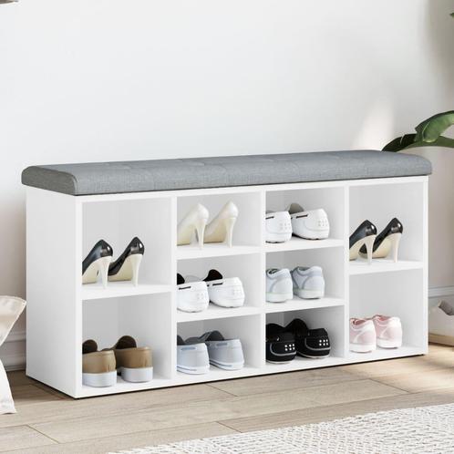 vidaXL Schoenenbank 102x32x50 cm bewerkt hout wit, Huis en Inrichting, Overige Huis en Inrichting, Nieuw, Verzenden