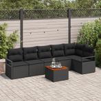 vidaXL 7-delige tuinset met kussens - zwart poly rattan en, Verzenden, Nieuw