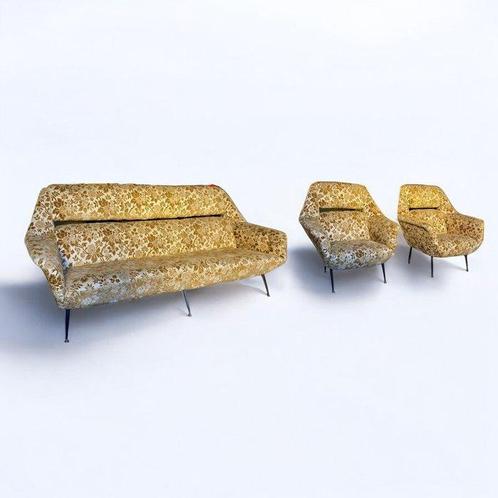 Minotti - Gigi Radice - Zitgroep (3) - Brons, Hout, Metaal,, Antiek en Kunst, Antiek | Meubels | Stoelen en Sofa's