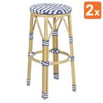 Barkrukken | Rotan/Aluminium | Blauw | Houtlook Frame |, Verzenden, Nieuw in verpakking