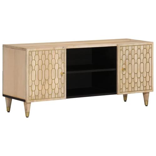 vidaXL Meuble TV 105x33x46 cm Bois massif de manguier, Maison & Meubles, Armoires | Mobilier de télévision, Neuf, Envoi