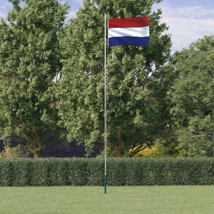 vidaXL Vlag met vlaggenmast Nederland 6,08 m aluminium, Diversen, Vlaggen en Wimpels, Nieuw, Verzenden