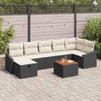 vidaXL 8-delige tuinsofa set met kussens in zwart poly, Tuin en Terras, Verzenden, Nieuw