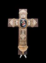 Antiek Wijwatervat - Bénitier en laiton champlevé et