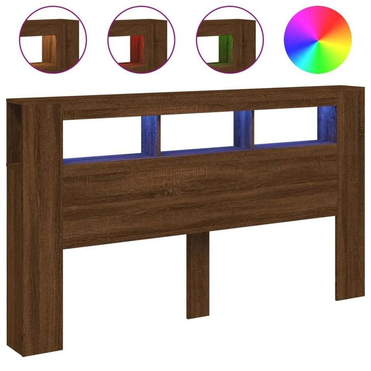 Hoofdeinde LED bruineiken | Tweede Kansje | Slaap Zacht, Huis en Inrichting, Slaapkamer | Bedden, 180 cm, Bruin, Nieuw, Hout, Tweepersoons