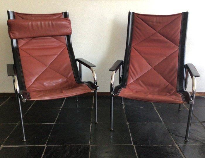 Strässle - Hans Eichenberger - Chaise (2) - HE-1106 - cuir,, Antiek en Kunst, Antiek | Meubels | Stoelen en Sofa's
