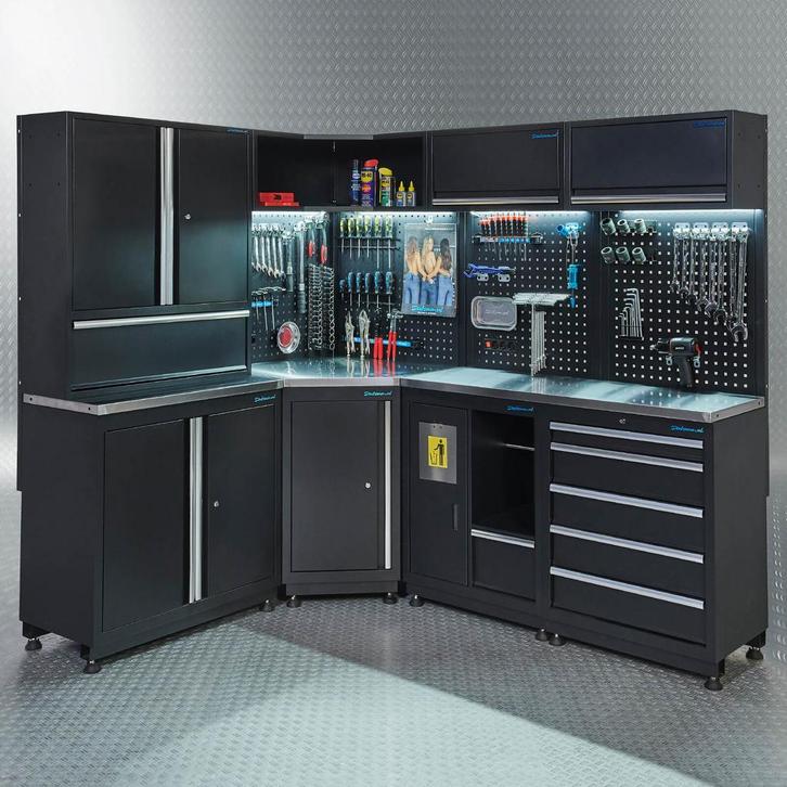 Datona Werkplaatsinrichting PREMIUM met RVS werkblad 410 cm, Doe-het-zelf en Bouw, Werkbanken, Ophalen of Verzenden