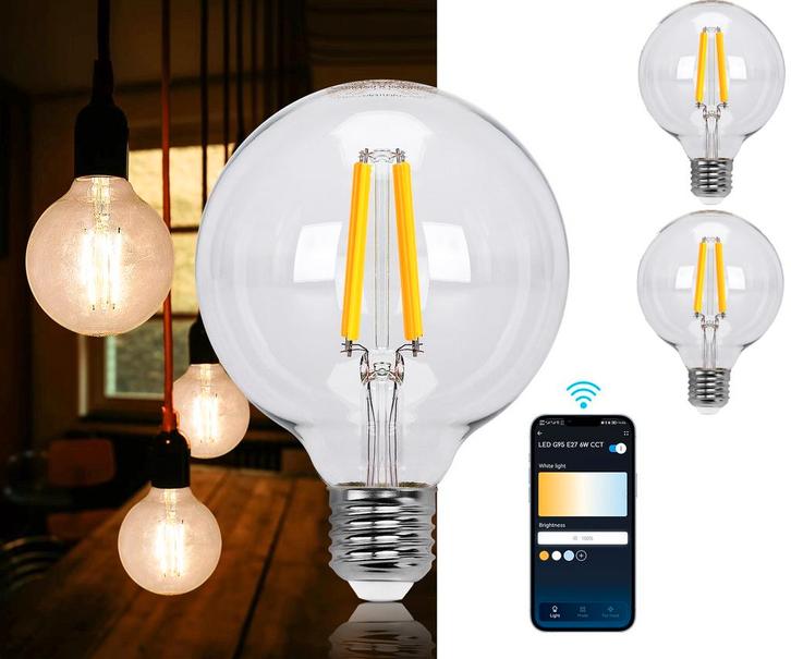 E27 LED lamp - Dimbaar - Filament lamp - 6W - 2 stuks - Aigo, Huis en Inrichting, Lampen | Overige, Verzenden