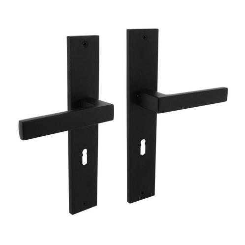 Deurklink Hera op schild sleutelgat 56mm mat zwart, Doe-het-zelf en Bouw, Hang- en Sluitwerk, Klink of Kruk, Nieuw, Overige materialen