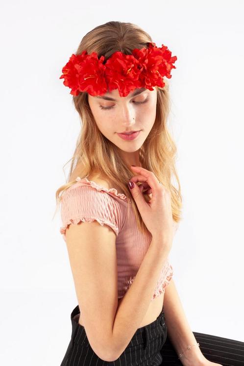 Bloemenkrans Haar Hibiscus Hawaii Rood Bloemen Haarband Hula, Kleding | Dames, Carnavalskleding en Feestkleding, Nieuw, Ophalen of Verzenden